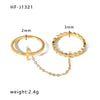 Wholesale Women's Retro Opening Ring With Zircon In Geometric Pattern Titanium Steel