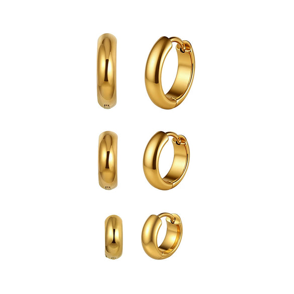Wholesale Women's Retro Original Design Geometric Ushaped Titanium Steel And Stainless Steel Gold Plated Earrings