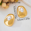 Wholesale Women's Retro Oval Geometric Resin Emerald Alloy Electroplated Earrings