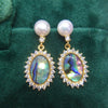 Wholesale Women's Retro Oval Natural Freshwater Pearl Earrings With S925 Sterling Silver Needle