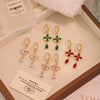 Wholesale Women's Retro Palace Style Copper Flower Shape Water Drop Earrings