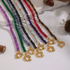 Wholesale Women's Retro Palace Style Geometric 18K Real Gold Plated Natural Stone Beaded Handmade Necklace