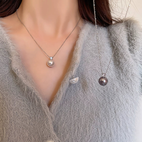Wholesale Women's Retro Pearl Clavicle Chain Necklace Copper Geometric Heart Bow Electroplated