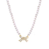 Wholesale Women's Retro Pearl Clavicle Chain Necklace Copper Geometric Heart Bow Electroplated