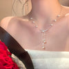Wholesale Women's Retro Pearl Clavicle Chain Necklace Copper Geometric Heart Bow Electroplated