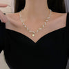 Wholesale Women's Retro Pearl Clavicle Chain Necklace Copper Geometric Heart Bow Electroplated