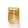 Wholesale Women's Retro Popular Multilayer Line Open Geometric Stainless Steel 18K Goldplated Hammer Ring