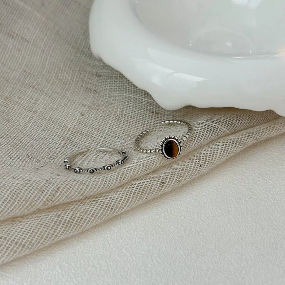 Wholesale Women's Retro S925 Sterling Silver Tiger Eye Stone Ring