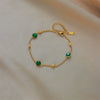 Wholesale Women's Retro Simple Allmatch Bracelet Titanium Steel Gold Beads Round Emerald Diamond Electroplated