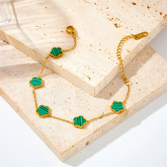 Wholesale Women's Retro Simple Flower Stainless Steel Electroplated Bracelet Accessories Connecting Chain