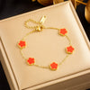 Wholesale Women's Retro Simple Flower Stainless Steel Electroplated Bracelet Accessories Connecting Chain