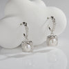 Wholesale Women's Retro Simple Geometric S925 Sterling Silver Inlaid Natural Pearl Earrings