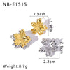 Wholesale Women's Retro Simple Irregular Stainless Steel Earrings With Geometric Heart And Flower Patterns Vacuum Plated In Furnace With 18K Gold