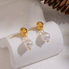 Wholesale Women's Retro Simple Pearl Geometric Earrings With Light Luxury And Minimalist Style Stainless Steel Ear Needles Pvd Furnace Vacuum Real Gold Plated