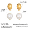 Wholesale Women's Retro Simple Pearl Geometric Earrings With Light Luxury And Minimalist Style Stainless Steel Ear Needles Pvd Furnace Vacuum Real Gold Plated