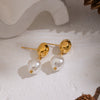 Wholesale Women's Retro Simple Pearl Geometric Earrings With Light Luxury And Minimalist Style Stainless Steel Ear Needles Pvd Furnace Vacuum Real Gold Plated