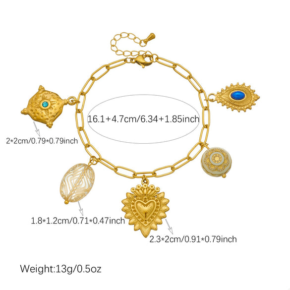 Wholesale Women's Retro Stainless Steel Heart Water Drop Bell Pattern Electroplated Necklace And Bracelet Set