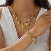 Wholesale Women's Retro Stainless Steel Heart Water Drop Bell Pattern Electroplated Necklace And Bracelet Set