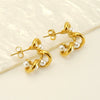Wholesale Women's Retro 316L Stainless Steel 18K Gold Plated Geometric Woven Pearl Irregular Earrings