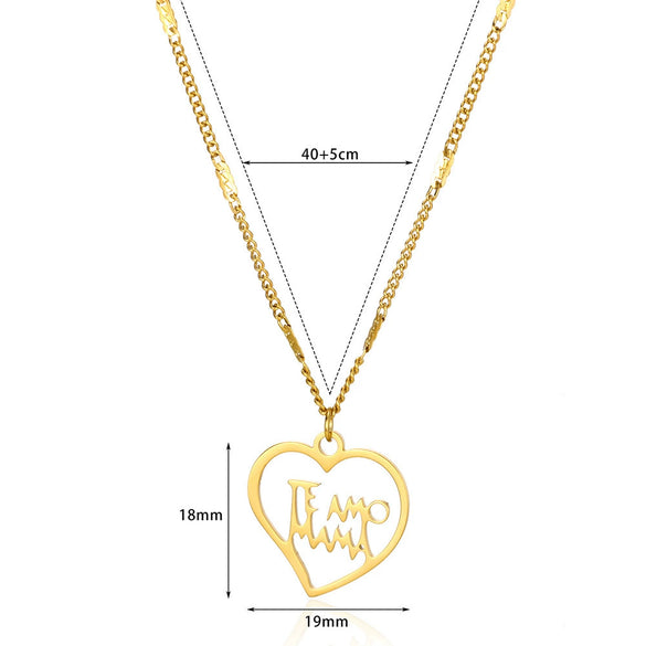 Wholesale Women's Retro Stainless Steel Love Necklace With Heart Shape Letters Pendant And Cross Chain Electroplated