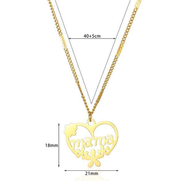 Wholesale Women's Retro Stainless Steel Love Necklace With Heart Shape Letters Pendant And Cross Chain Electroplated