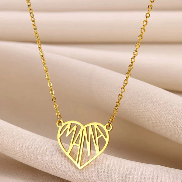 Wholesale Women's Retro Stainless Steel Love Necklace With Heart Shape Letters Pendant And Cross Chain Electroplated