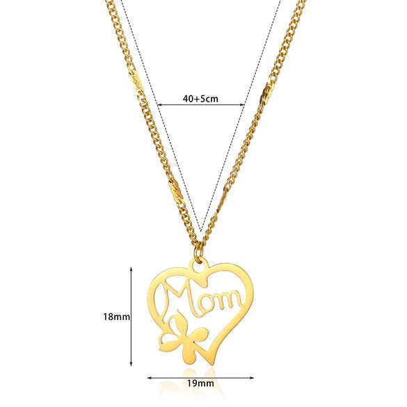 Wholesale Women's Retro Stainless Steel Love Necklace With Heart Shape Letters Pendant And Cross Chain Electroplated