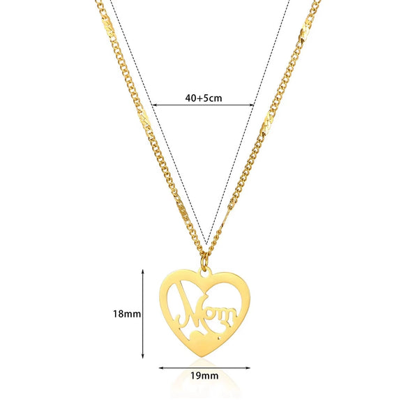 Wholesale Women's Retro Stainless Steel Love Necklace With Heart Shape Letters Pendant And Cross Chain Electroplated