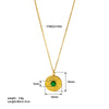Wholesale Women's Retro Stainless Steel Necklace With Turquoise Inlay Embossed Round Pendant And O Chain Vacuum Real Gold Electroplated In Pvd Furnace