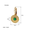 Wholesale Women's Retro Stainless Steel Necklace With Turquoise Inlay Embossed Round Pendant And O Chain Vacuum Real Gold Electroplated In Pvd Furnace