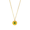 Wholesale Women's Retro Stainless Steel Necklace With Turquoise Inlay Embossed Round Pendant And O Chain Vacuum Real Gold Electroplated In Pvd Furnace