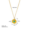 Wholesale Women's Retro Stainless Steel Necklace With Turquoise Inlay Embossed Round Pendant And O Chain Vacuum Real Gold Electroplated In Pvd Furnace