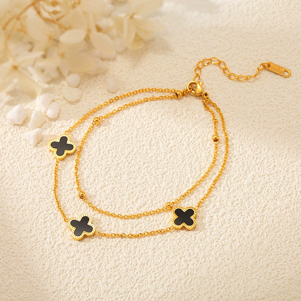 Wholesale Women's Retro Star Pattern Titanium Steel Electroplated Anklet