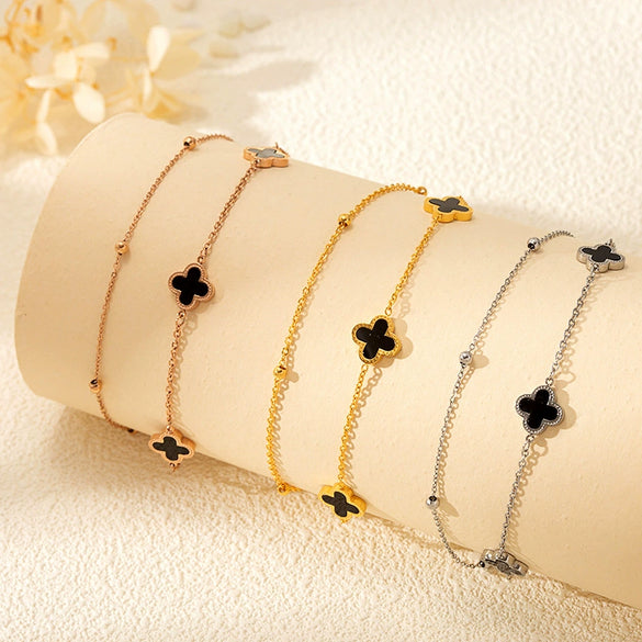 Wholesale Women's Retro Star Pattern Titanium Steel Electroplated Anklet