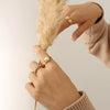 Wholesale Women's Retro Style Geometric Imitation Pearl Ring 316L Stainless Steel 18K Gold Plated