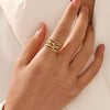 Wholesale Women's Retro Style Geometric Stainless Steel Ring 18K Gold Plated