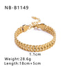 Wholesale Women's Retro Style Stainless Steel Cuban Chain Bracelet With Vacuum Plating And Geometric Design