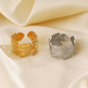 Wholesale Women's Retro Style Stainless Steel Flower Leaf Opening Adjustable Electroplated Ring Jewelry