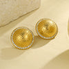 Wholesale Women's Retro Style Stainless Steel 18K Flying Saucer Geometric Pattern Electroplated Ear Jewelry