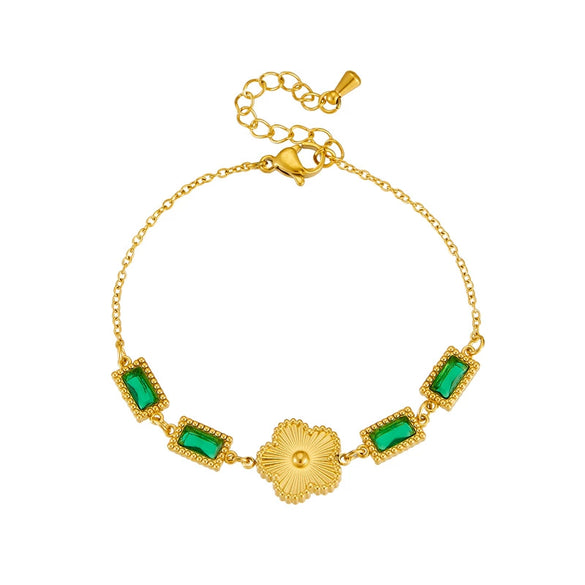 Wholesale Women's Retro Style Stainless Steel Plum Blossom Goldplated Jewelry Bracelet
