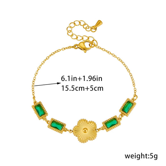 Wholesale Women's Retro Style Stainless Steel Plum Blossom Goldplated Jewelry Bracelet