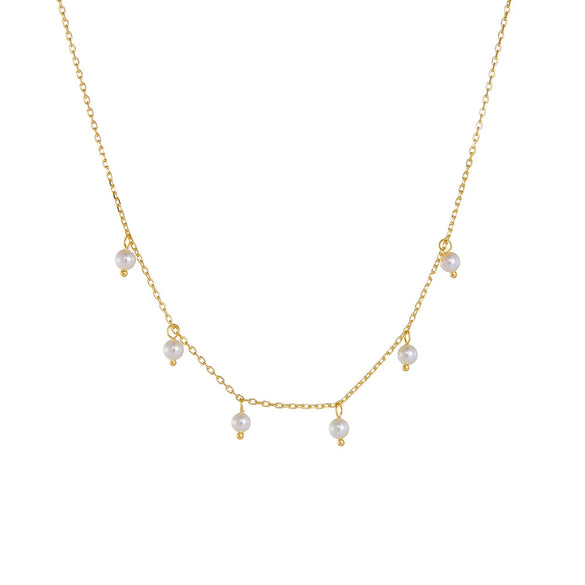 Wholesale Women's Retro Style Sterling Silver Geometric Necklace With Shell Pearl