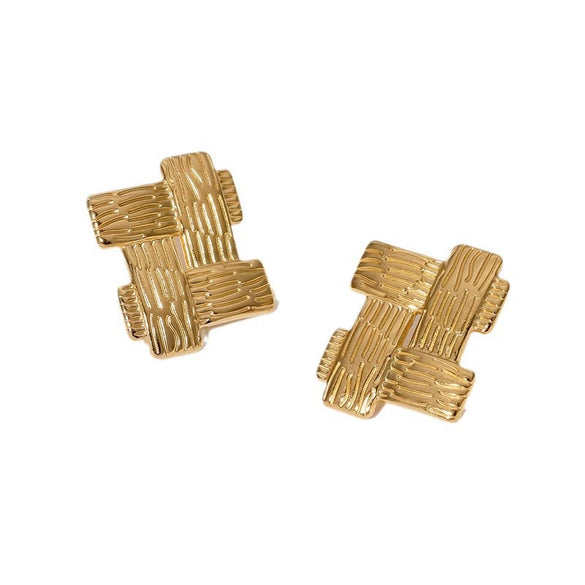 Wholesale Women's Retro Temperament Geometric Stainless Steel Electroplated Earrings