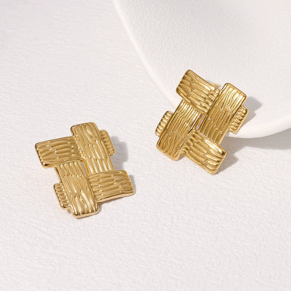 Wholesale Women's Retro Temperament Geometric Stainless Steel Electroplated Earrings