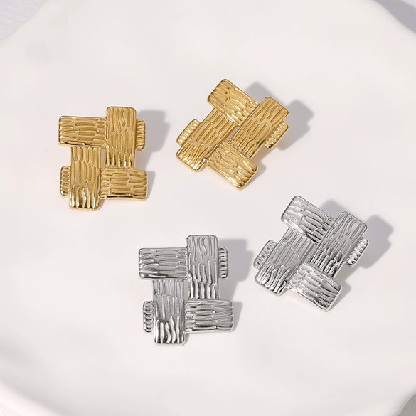 Wholesale Women's Retro Temperament Geometric Stainless Steel Electroplated Earrings