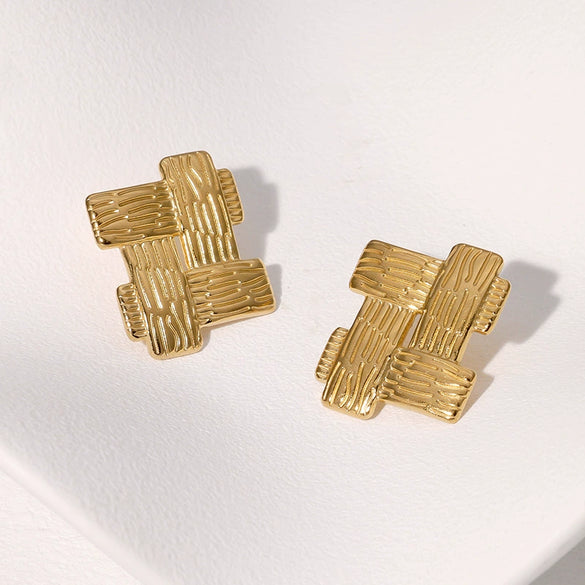 Wholesale Women's Retro Temperament Geometric Stainless Steel Electroplated Earrings