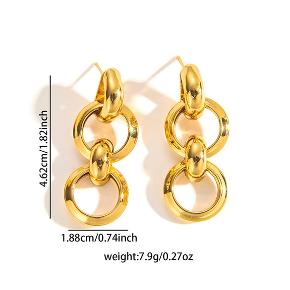 Wholesale Women's Retro Titanium Steel Geometric Circle Earrings With Electroplating