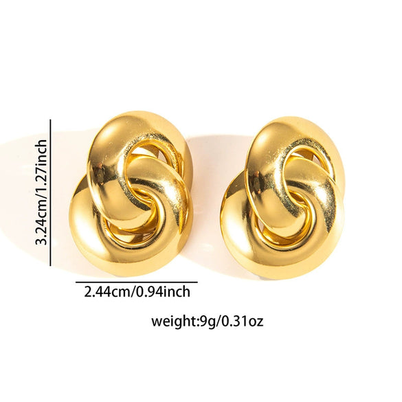 Wholesale Women's Retro Titanium Steel Geometric Circle Earrings With Electroplating