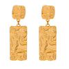Wholesale Women's Retro 316L Stainless Steel Goldplated Geometric Long Square Pleated Earrings