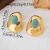 Wholesale Women's Retro Versatile Geometric Alloy Electroplated Oval Resin Emerald Earrings